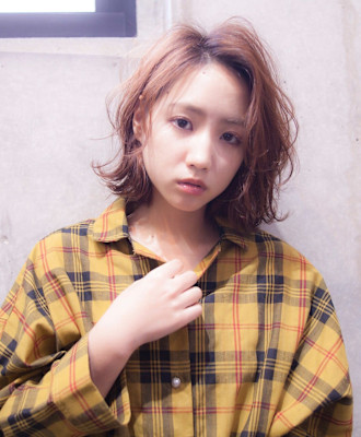 ショコラベージュ×ボブウルフ　　前髪