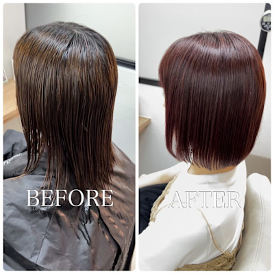 モテ髪カタログ外ハネボブセクションカラーペールベージュ 