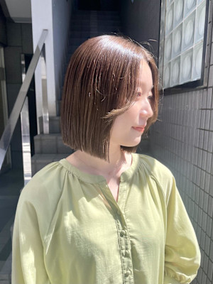 ボブ×切りっぱなしボブ×長め前髪×10代20代/齋藤