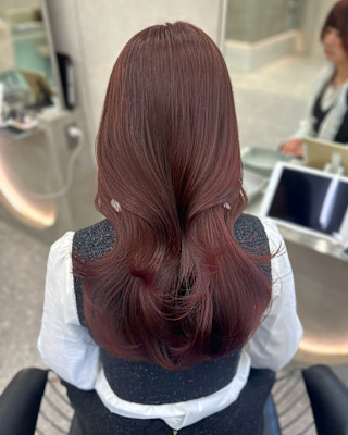 暖色カラー/ブリーチなしダブルカラー/レイヤーカット