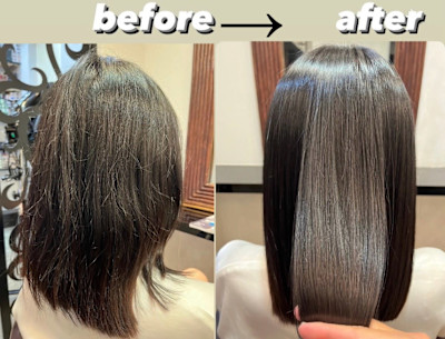 【セラミドストレート矯正で艶髪に】ビフォアアフター