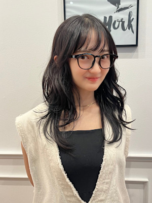 レイヤーカット/暗髪/アッシュブラック/ブルーシルバー