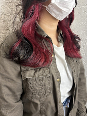 インナーカラー/レッドカラー/カシスレッド/派手髪【池袋】