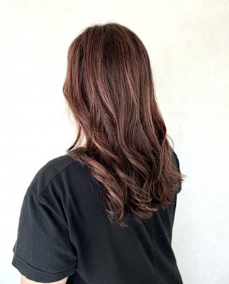 ハイライト・ピンクミルクティーカラーロング