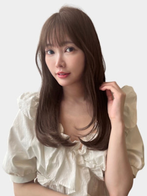 大人美人艶カラーベージュ小顔カット透明感レイヤーロング