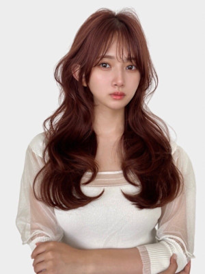 大人可愛いウルフレイヤーロング姫カットブリーチなしグレージュ