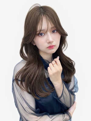 美髪デジタルパーマ薄めバング丸みワンカールシースルーバング