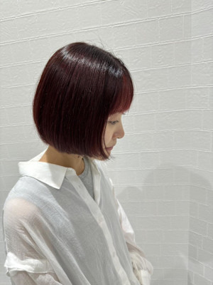  あごラインボブカット&インナーカラー