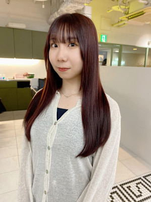 ロング顔周りレイヤーおくれ毛前髪名駅/名古屋