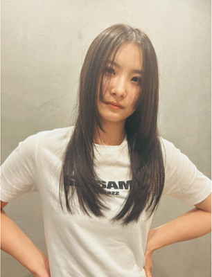 ロング顔周りレイヤーおくれ毛前髪名駅/名古屋