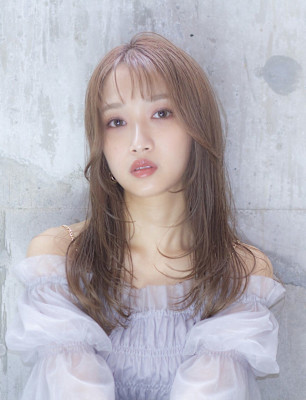 ピンクブラウン　シアーカラー　エアリーロング　美髪