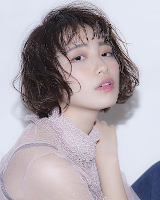 デジタルパーマ×外ハネボブ×ショコラベージュ　前髪