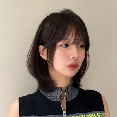 レイヤーボブ　ハッシュカット　レイヤーカット　韓国ボブ