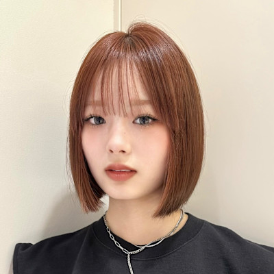 韓国ボブ　タッセルボブ　ブリーチ無しダブルカラー　オレンジ