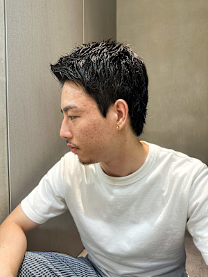 【吉田智哉】メンズパーマ、メンズセンターパート、7:3パート