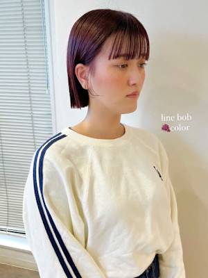 20代30代切りっぱなしボブ×ぶどうカラー【担当神野】