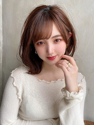 30代/40/小顔ヘア/前髪/アンブレラカラー/こなれミディ