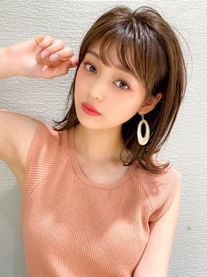 30代/40代/小顔ヘア/前髪/こなれミディ