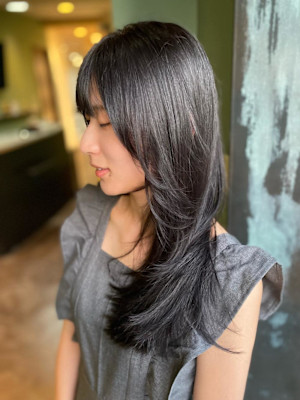 イメチェン秋髪トーンダウン暗髪