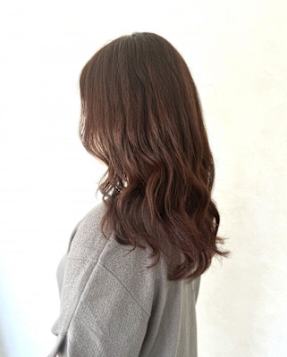 白髪染めOK・ピンクベージュイノアカラー・ウェーブロング