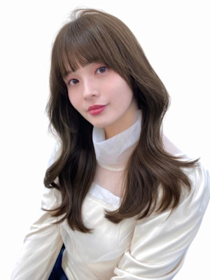 艶感丸みワンカールシースルーバングエアリーカール大人美人