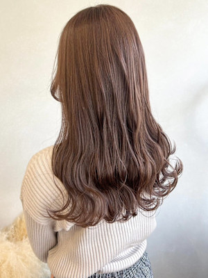 ブリーチなし透明感カラー明るめラベンダーベージュ＊コテ巻き