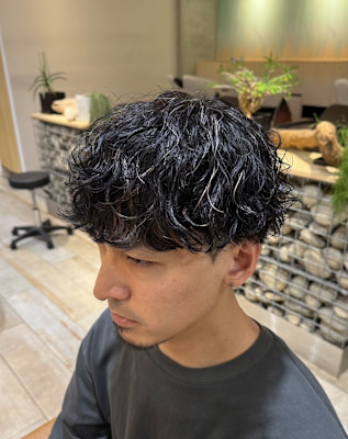 パーマ×メッシュキャップ