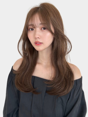 2wayバング韓国前髪シースルーセミロングヨシンモリカール