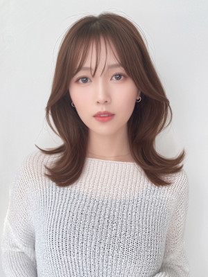 大人美人/外ハネボブ/春カラー/くびれミディアム/20代30