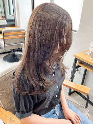 ブリーチなし透明感カラーアッシュグレージュ＊顔まわりレイヤー