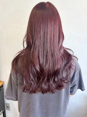 ブリーチなしチェリーレッドボルドーカラー＊トレンド暖色カラー