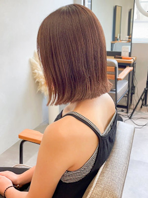 切りっぱなしボブベージュカラー＊大人かわいいアースカラー