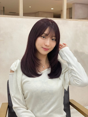 20代30代　ピンクブラウン　髪質改善カラー　ストレート