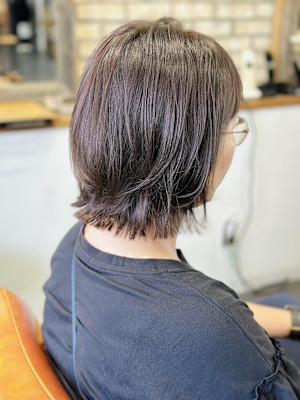 レッドからのイメチェン！寒色透明感カラー（ブリーチ無し）