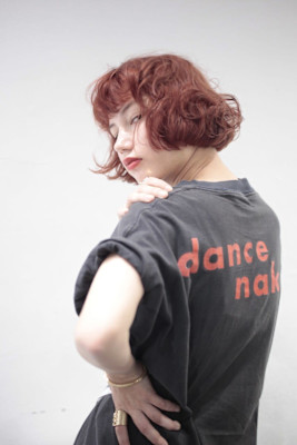 #ボブパーマ#くせ毛風パーマ#切りっぱなしボブ#ピンク