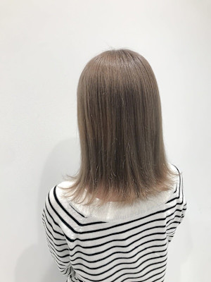 #ミディアム#韓国ヘア#ワンホンヘア#ブリーチダブルカラー