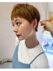 【yellow】ベリーショート_イエローカラー_オン眉