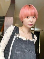 【coral】マッシュショート_コーラルピンク_ケアブリーチ