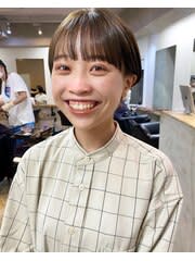 ワイドバングのマッシュショート