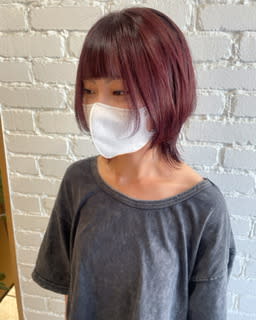 ワインレッド✕ウルフカット