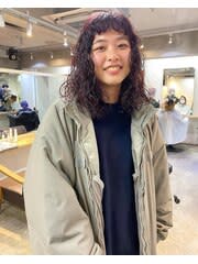 ショートバング　ハードパーマ