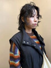 【wave perm】ボブ_ウルフ_ウェーブパーマ_センター