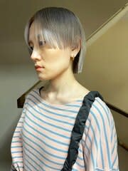 【White beige】ミニボブ_ツーブロック刈り上げ