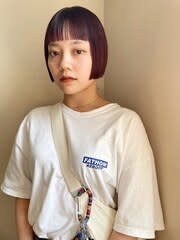 【red brown】レッドカラー_ミニボブ_オン眉