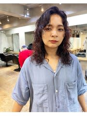 セミロングレイヤーボブ/ウェーブパーマ