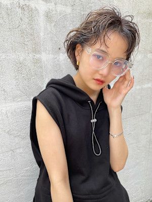 【Ash Beige】グレージュ_くせ毛風_ウェットアレンジ