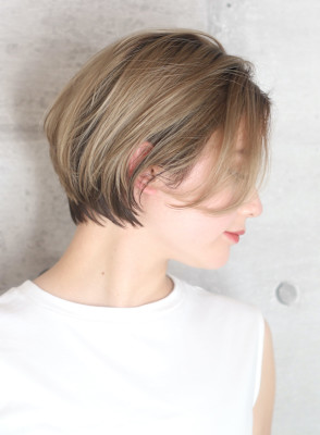 40代50代小顔前髪イメチェンアンブレラカラーショート