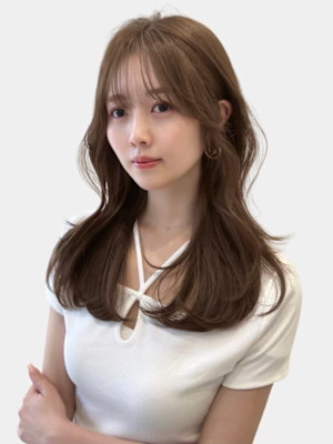 20代30代大人かわいいモカベージュナチュラルロブヘアー美肌