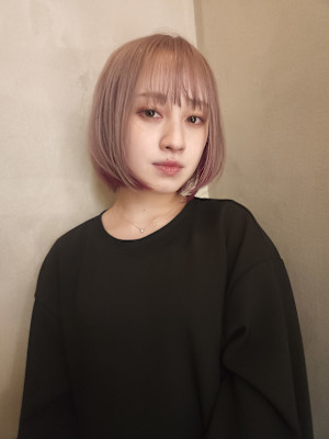 ミルクティーグレージュインナーカラーピンク