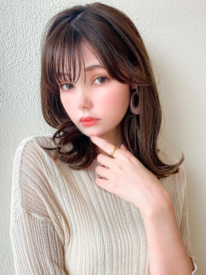 30代/40代/小顔ヘア/アンブレラカラー/こなれミディ